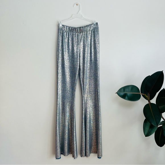 Saints & Hearts shimmery snake print flare hippie disco pants - Picture 1 of 6